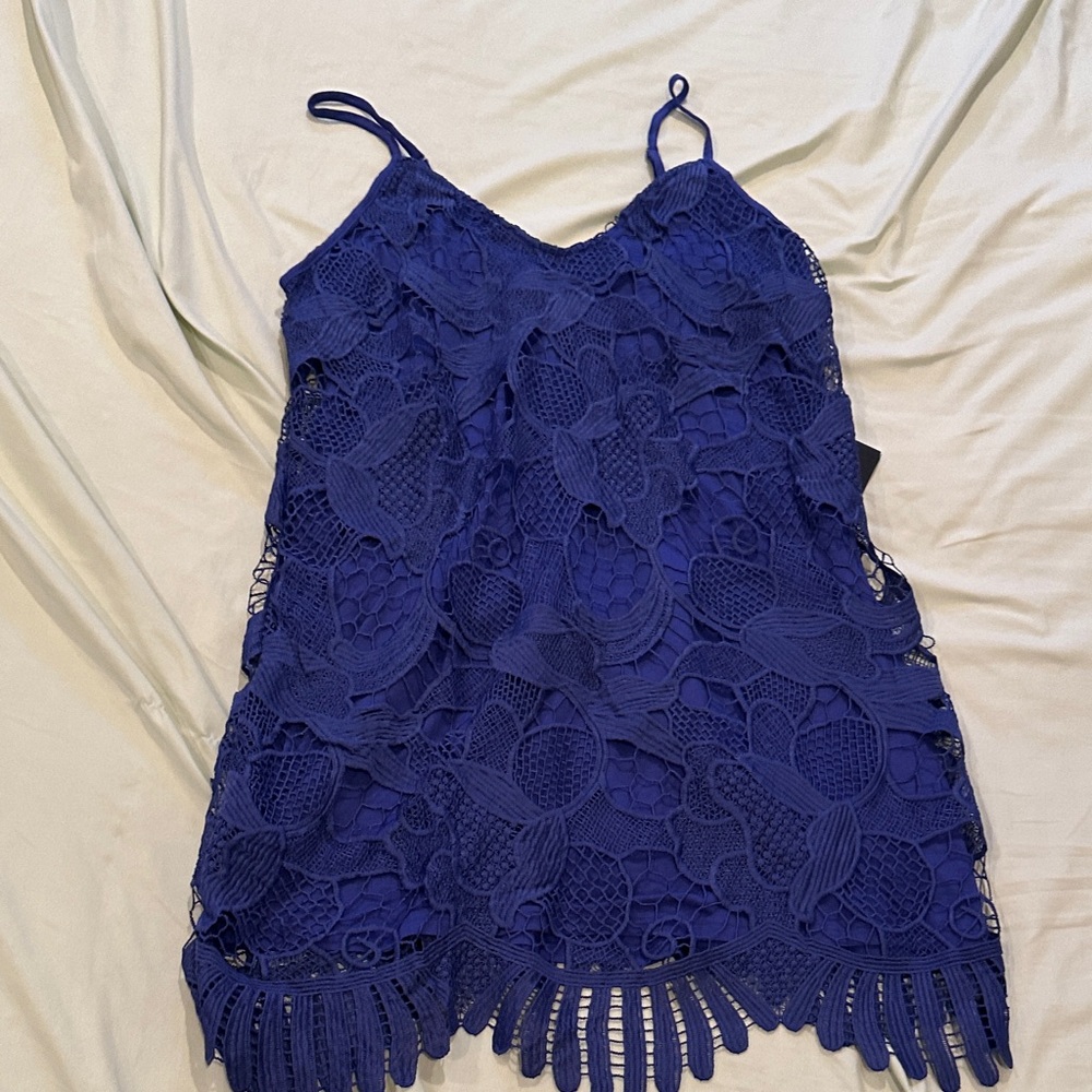 Express Royal Blue Crochet Lace Camisole Dress
